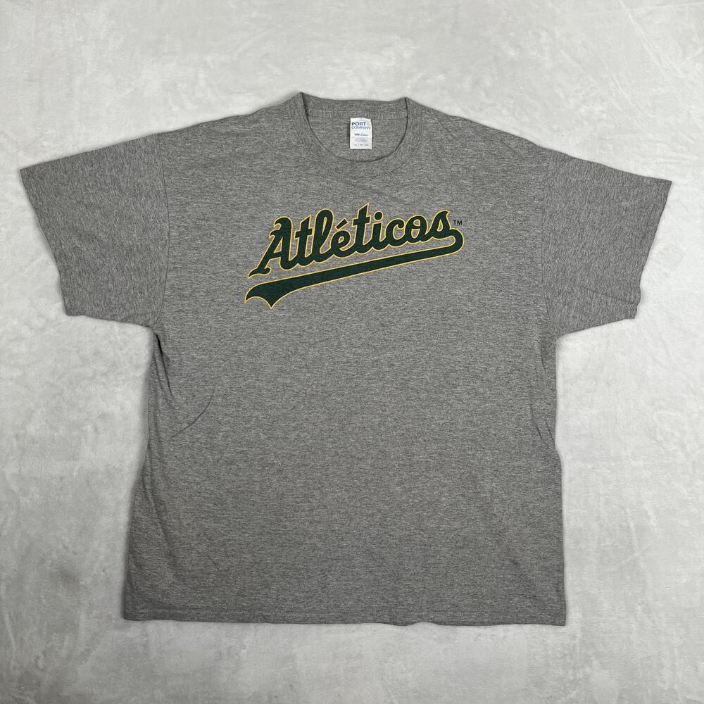 Oakland Athletics Shirt Mens XL Gray MLB Baseball "Atleticos" Spanish Y2K